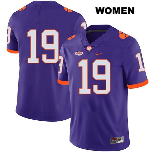 Women's Clemson Tigers #19 Tanner Muse Stitched Purple Legend Authentic Nike No Name NCAA College Football Jersey YRW5846XJ